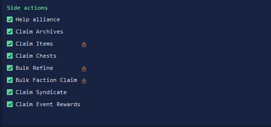 The side actions boxes in the Other tab of Anbots NG